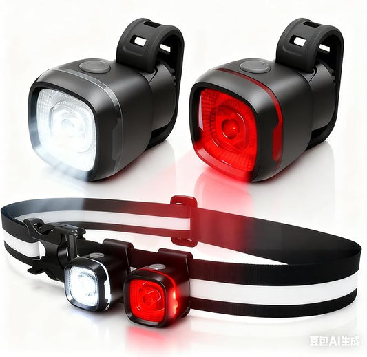 Bicycle Front and Rear Lights,Bike Light, Type-C Rechargeable, Flashing Light，Suitable for Night Riding, Cycling，Bike Headlight &Taillight for Men Women Girls Kids Road Mountain