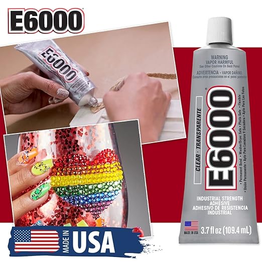 E6000 3.7 Ounce (109.4mL) Tube Industrial Strength Adhesive for Crafting, 10 Snip Tip Applicator Tips and Pixiss Art Dotting Stylus Pens 5 pcs Set
