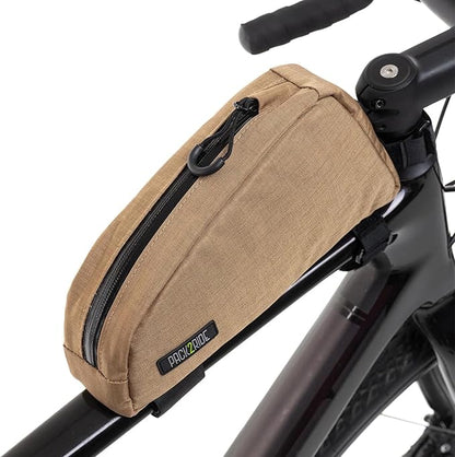Onedrop Bike Frame Bag - Water Resistant Top Tube Bike Bag with Durable Cordura Fabric, Front Bicycle Storage & Bikepacking Pouch, Cycling Accessories for Biking Travel (Brown)