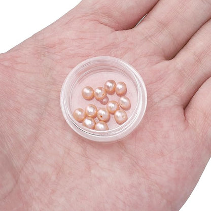 Natural Half Drilled Pearl Beads Pink 4-4.5mm 12pcs AAAA Freshwater Cultured Loose Gemstone Beads for DIY Stud Earring Jewelry Making