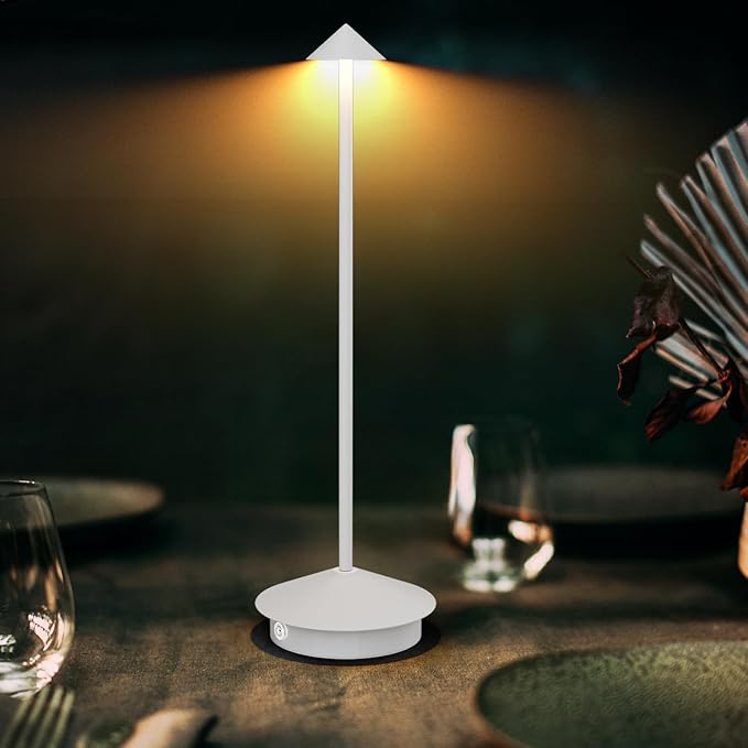 2-Pack 6000mAh Rechargeable Led Table Lamp Cordless,3000K-6000K Stepless Dimming Touch Lamps with Memory Function,IP54 Waterproof Aluminum Table Light for Outdoor/Bars/Restaurant/Patio(White)