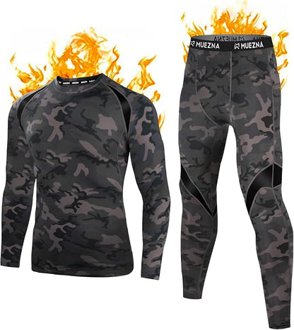 Muezna Men's Thermal Top and Bottom Set Underwear Long Johns Base Layer with Soft Fleece Lined