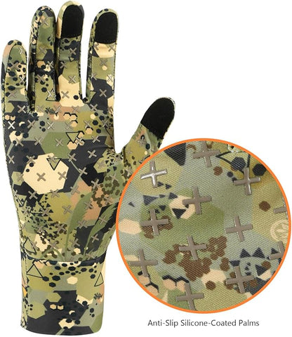 BASSDASH Men’s Camo Hunting Gloves UPF 50+ Lightweight Touchscreen Gloves for Warm Weather Fishing Hiking Outdoor Activities