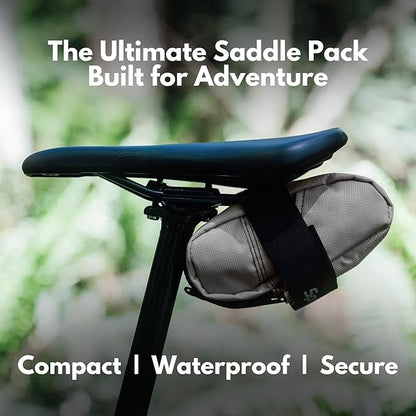 SpeedSleev Ranger Cycling Adventure Pack – Bike Saddle Bag for Road Bikes, Mountain Bikes & Gravel Bikes – Lightweight Bicycle Under Seat Bag – Bike Accessories & Tools – Waterproof Bike Bag (Grey)