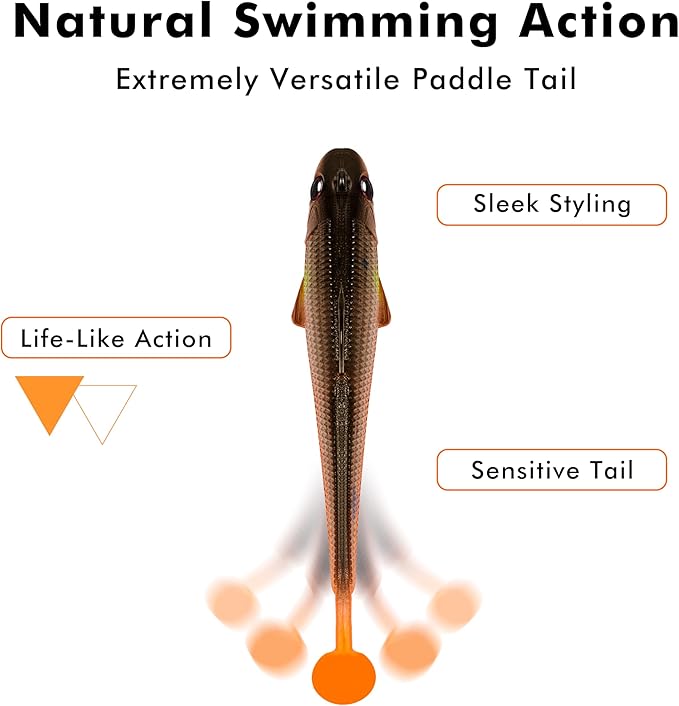 TRUSCEND Easy Catch Pre-Rigged Soft Lures, Unique Vibrating Swim Action and Trembly Sinking Move for More Bites, Amazing Soft Swimbait for Family Fishing, Fishing Lures for Bass Trout Crappie Walleye