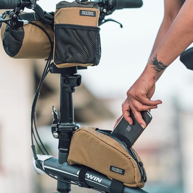 Onedrop Bike Frame Bag - Water Resistant Top Tube Bike Bag with Durable Cordura Fabric, Front Bicycle Storage & Bikepacking Pouch, Cycling Accessories for Biking Travel (Coyote)