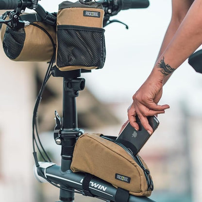 Onedrop Bike Frame Bag - Water Resistant Top Tube Bike Bag with Durable Cordura Fabric, Front Bicycle Storage & Bikepacking Pouch, Cycling Accessories for Biking Travel (Coyote)