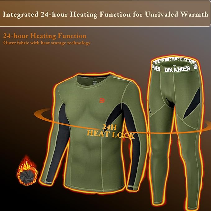 Men's Thermal Underwear Fleece Lined Performance Fleece Tactical Sports Shapewear Thermal Set