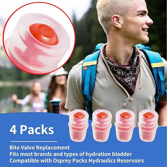 Bite Valve Replacement Mouthpiece Fit for Hydration Pack Bladder Water Backpack and Most Brands(4-Pack), with Shutoff Valve and Tube O-Ring