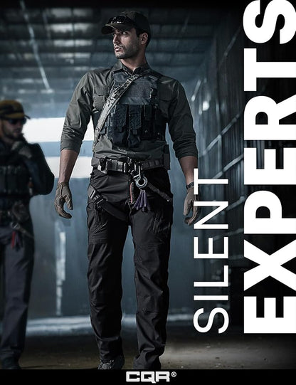 CQR Men's Flex Stretch Tactical Pants, Water Resistant Ripstop Cargo Pants, Lightweight EDC Outdoor Work Hiking Pants