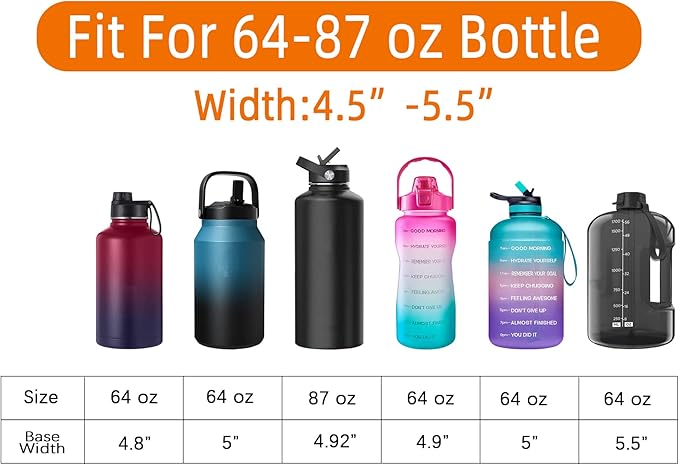 32/40/64/128 oz Neoprene Insulated Water Bottle Carrier Bag, Sling Bag Sleeve Pouch Holder with Strap & Paracord Handle and 2 Pocket for Travelling, Hiking, Camping
