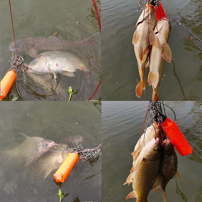 Fish Stringer, Fishing Stringer Clip Live Fish Lock, with High Strength Snaps/Buckles, Big Fish Wire Rope Cable Fishing Holder Kit with Float and Plastic Handle