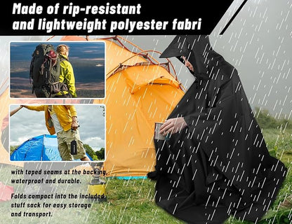 TOMSHOO Multifunctional Raincoat with Hood Hiking Cycling Rain Cover Lightweight Poncho Rain Coat Outdoor Camping Tent Mat