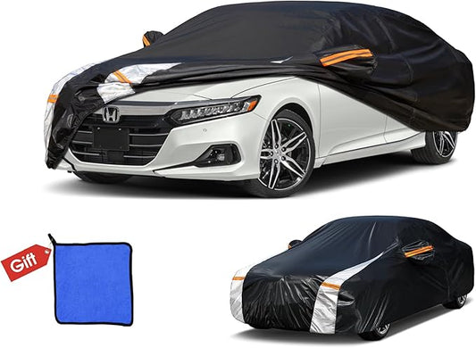 Honda Accord Car Cover 100% Waterproof All Weather, Gift with Towel, 10 Layers Car Cover Custom Fit 2001-2026 Honda Accord, Full Exterior Cover Rain Sun UV Protection with Door Zipper.
