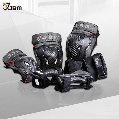 JBM Adult Youth Bike Knee Pads and Elbow Pads with Wrist Guards Protective Gear Set for Biking, Riding, Cycling and Multi Sports Scooter, Skateboard