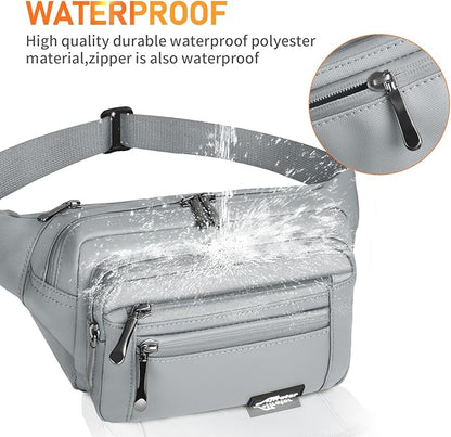 Waist Pack Bag Fanny Pack for Men&Women Hip Bum Bag with Adjustable Strap for Outdoors Workout Traveling Casual Running Hiking Cycling (Grey-1)