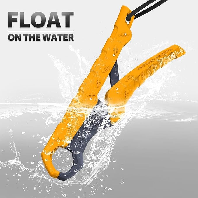 SNAIL TRAIL 7.5''/9'' Floating Fish Gripper, Fishing Grabber, Catfish Mouth Pliers, Caught Bass Holder, Digital Scale Hook Clamp, Saltwater Lip Grip Tool with Lanyard, Gifts for Men