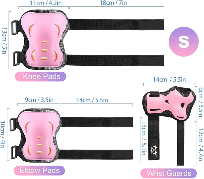 Kids/Youth/Adult Knee Pads Elbow Pads with Wrist Guards Protective Gear Set 6 Pack for Roller Skating Skateboard Cycling Skating Bike Scooter Riding Sports