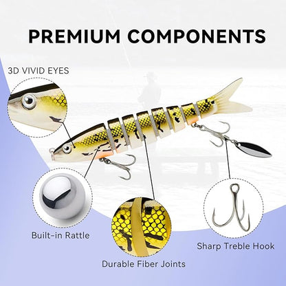 Fishing Lures with Spinner Baits Blades for Topwater, Swimbait for Trout and Bass Slow Sinking, 5pcs Fishing Hard Baits