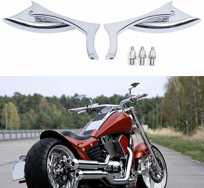 Chrome Motorcycle Side Mirrors Blade Compatible with Honda Yamaha Harley Road King Street Electra Glide Road Glide Dyna Softail