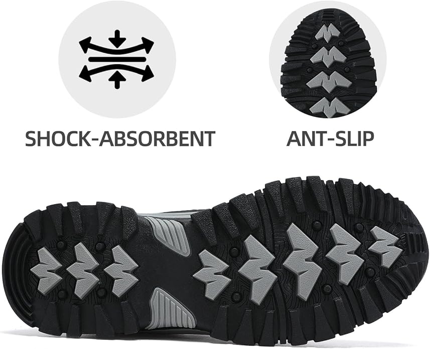 QUH Men's Outdoor Hiking Shoes Breathable Waterproof Non-Slip Mid-Cut Sports Shoes for Fitness, Outdoor Camping, Walking