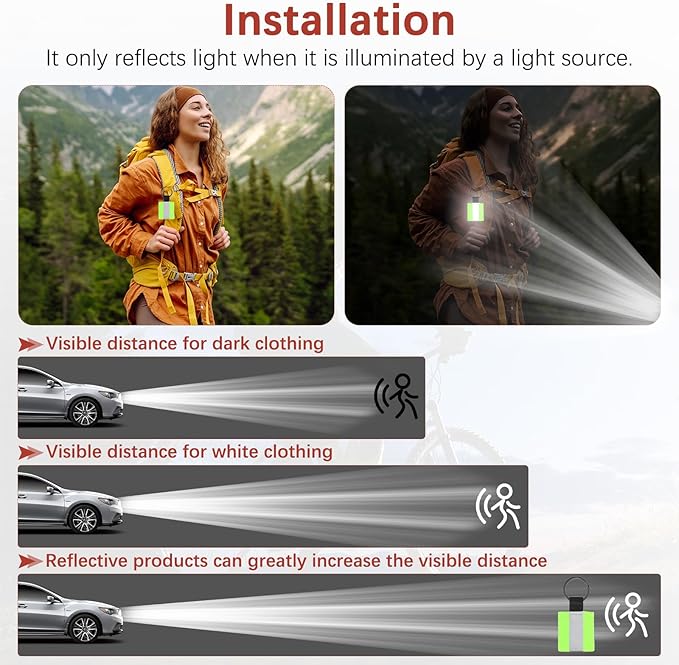 Safety Reflector Pendant, Fabric Reflective Safety Keychain Gear for Backpack & Running & Cycling