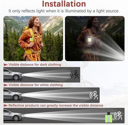 Safety Reflector Pendant, Fabric Reflective Safety Keychain Gear for Backpack & Running & Cycling