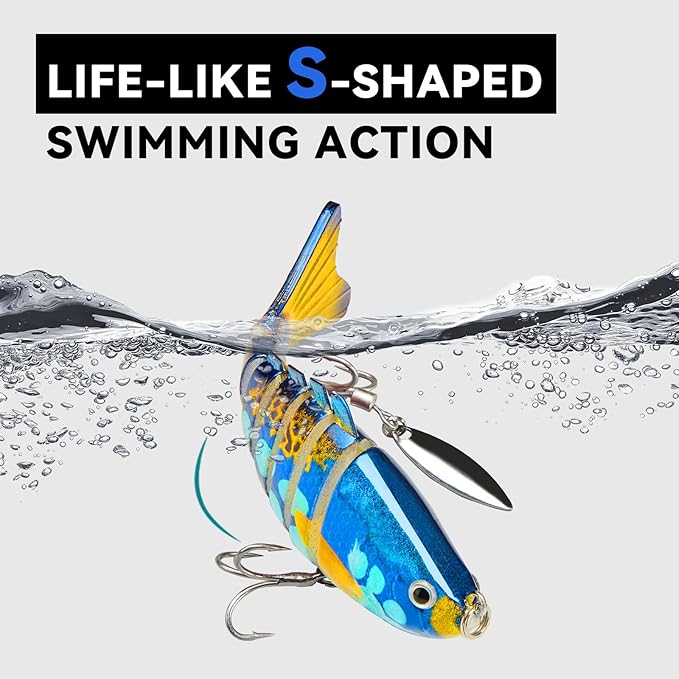 Fishing Lures with Spinner Baits Blades for Topwater, Swimbait for Trout and Bass Slow Sinking, 5pcs Fishing Hard Baits