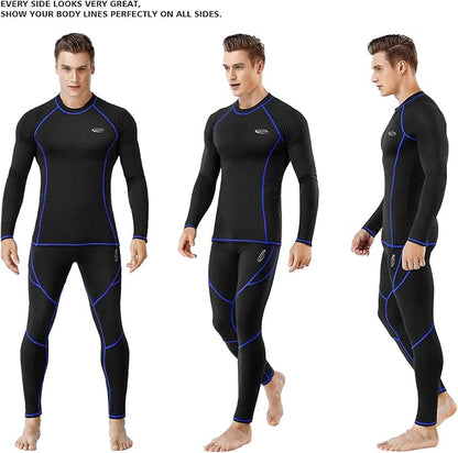 Thermal Underwear for Men Long Johns Set with Fleece Lined Base Layer Top Bottom