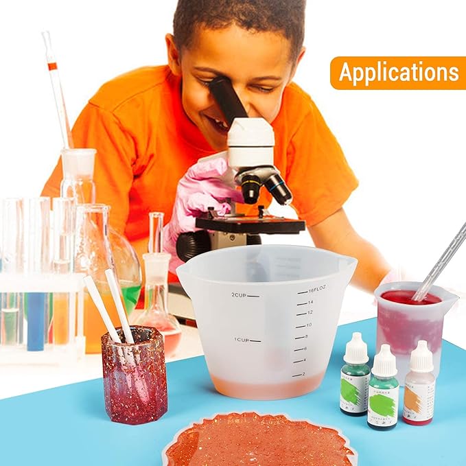 Gartful 500ml Large Silicone Measuring Cups, 2-Cup Resin Mixing & Pouring Cups for Epoxy, Resin Jewelry Making, Nonstick Reusable Craft Measuring Cups, 16 oz, Set of 2