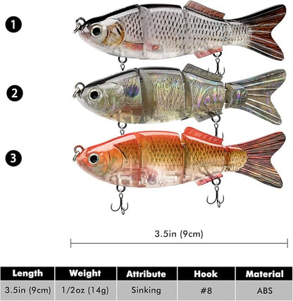 TRUSCEND Easy Catch Swimmax, Magic Noisy Turbulent Wiggling and Vibrating Actions for More Bites, Segmented Swimbait Jointed by Dyneema Strongest Fiber, Lifelike Fishing Lures for Relax Family Fishing