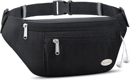 Entchin Fanny Pack for Women Men,Crossbody Belt Bag with 4-Zipper Pockets,Adjustable Waist Bag Pack,One of the Most Popular Travel Essential Gifts for Walking,Traveling,Cycling