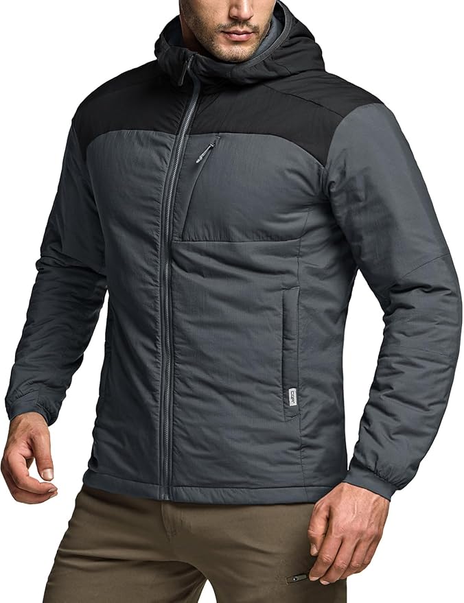 CQR Men's Lightweight Insulated Jacket, Windproof Packable Water Resistant Warm Active Coat for Hiking Work Outdoor Tactical