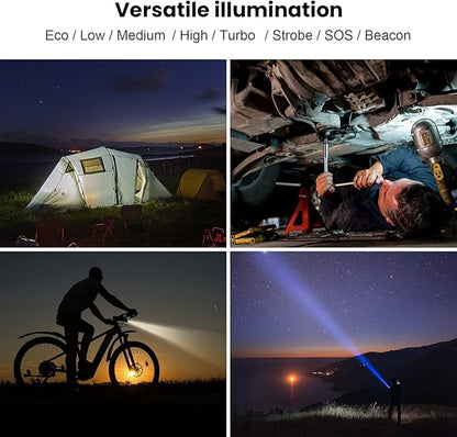 sofirn SP35T Tactical Flashlight, 3800 Lumens Super Bright Pocket LED Flashlight Rechargeable with Dual Switch, IPX8 Water Resistance, EDC Flashlight for Camping, Hiking, Emergency