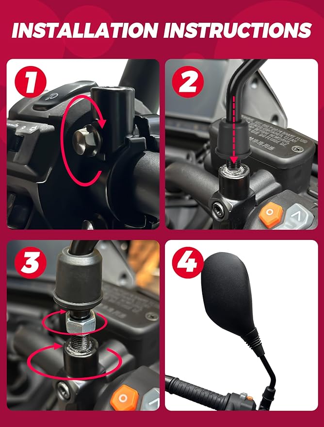 ATV Motorcycle Rear View Mirrors for Polaris Sportsman Honda Foreman Yamaha Big Bear Arctic Cat Suzuki Quadsport CFmoto Cforce 8mm/10mm Adapter 7/8" Handlebar Mount for Quads GY6 Scooters Mopeds