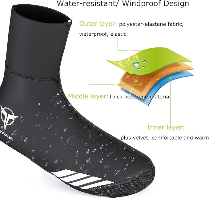 GEWAGE Cycling Shoe Covers Winter Thermal Warm Cycling Overshoes Water Resistant Windproof Bike Bicycle Shoe Covers for Man Woman (Black, XX-Large)