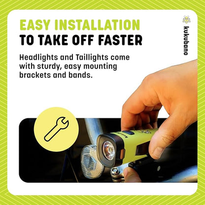 LED Bike Light Set, USB Rechargeable Headlight and Taillight, Waterproof for E-Bikes, Scooters, and Mountain Bikes