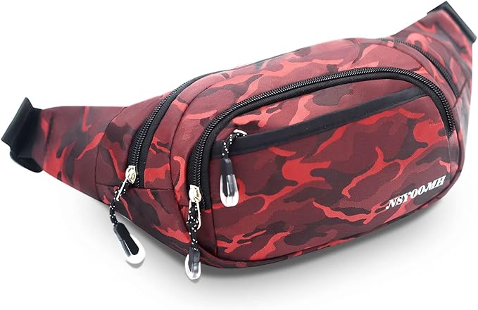 Crossbody Fanny Packs for Women, 5-Zipper Pockets Water Resistant Practical Waist Bag, for Outdoor Running Cycling Sports Travel Hiking Camping Fishing Fashionable Belt Bags