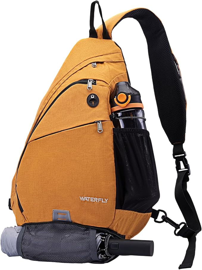 WATERFLY Sling Bag Crossbody Backpack: Over Shoulder Daypack Casual Cross Chest Side Pack
