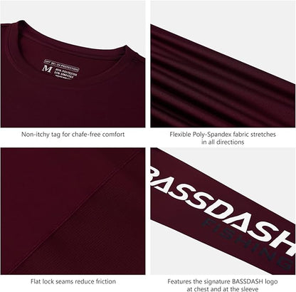 BASSDASH Fishing T Shirts for Men UV Sun Protection UPF 50+ Long Sleeve Tee T-Shirt