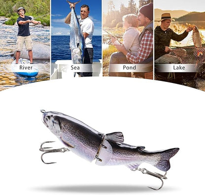 TRUSCEND Easy Catch Swimmax, Magic Noisy Turbulent Wiggling and Vibrating Actions for More Bites, Segmented Swimbait Jointed by Dyneema Strongest Fiber, Lifelike Fishing Lures for Relax Family Fishing