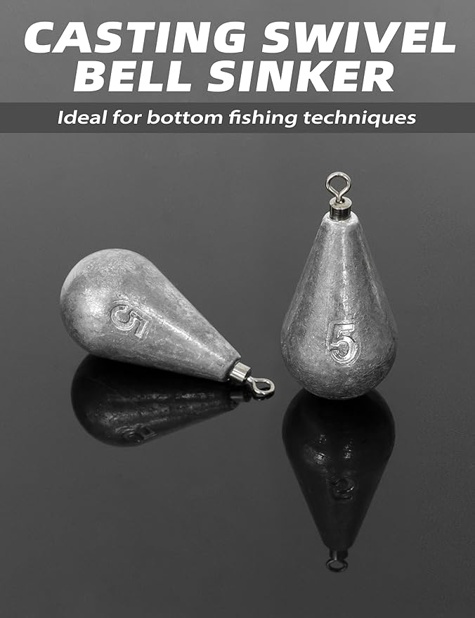 BLUEWING Casting Swivel Bell Sinkers Fishing Weights 1/2oz-8oz Drop Shot Dipsey Lead Saltwater