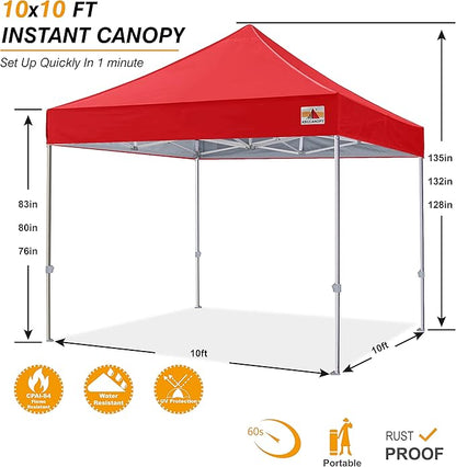 ABCCANOPY Commercial Pop Up Canopy Tent 10x10 Premium-Series, Red