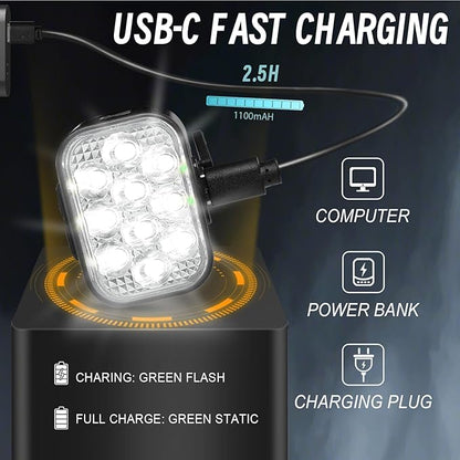 BUCKLOS Bike Lights Front and Back for Night Riding, 10 LED Ultra Bright 8+9 Modes USB Rechargeable Bicycle Headlight and Tail, IPX6 Waterproof 1100mAh Bikes Light Set, 35 Hrs Long Battery Powered