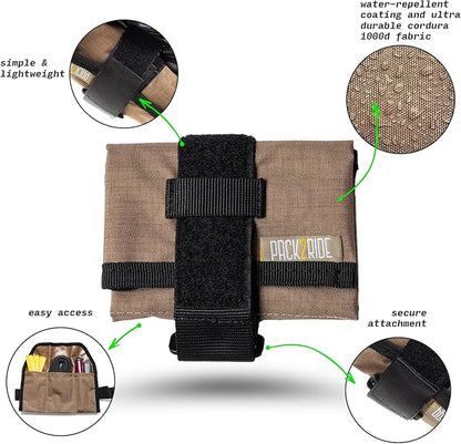 Blossom Bike Saddle Roll Bag - Bike Tool Kit Holder - Water Resistant & Durable Cordura Fabric - Under Seat cycling accessories - mountain bike accessories - ebike saddle bags (Brown)