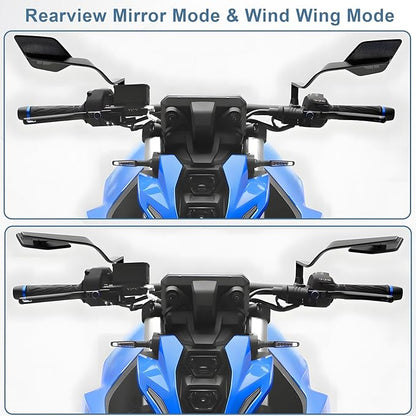 Motorcycle Rear View Mirrors, Stealth Wind Wing Side Mirrors Compatible with 2025 Kawasaki Z400 Z650 Z900 Z1000 Duke 125 200 250 390 690 790 1290 MT03 MT07 MT09 MT10 etc (Large Mirror(Anti-glare))