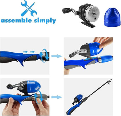 Urban Deco Kids Fishing Pole Set Portable Telescopic Kids Fishing Rod and Reel Combo Kit with Tackle Box for Beginners, Boys,Girls,Youth,Children