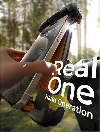 LISEN Upgrade Bike Phone Holder [Super Easy Install] Ultra Stable Motorcycle Phone Mount Bicycle Handlebar Holder Mount for Adults Kids Bike Bicycle Ebike Gear Accessories for iPhone Samsung Orange