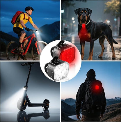 KunHe Bike Lights for Night Riding USB Rechargeable Bike Lights Front and Rear 8+12 Modes Bike Light Set Bicycle Lights Headlight and Taillight Easy to Install