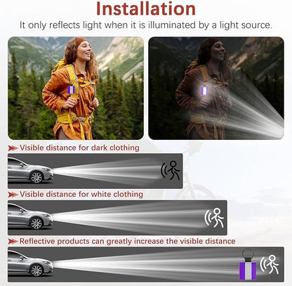 Safety Reflector Pendant, Fabric Reflective Safety Keychain Gear for Backpack & Running & Cycling